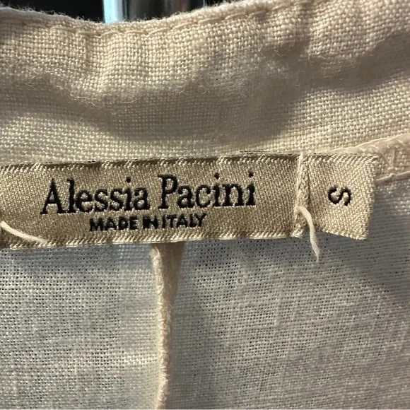 Alessia Bacini Made in Italy Linen Mini Neutral Dress Lightweight Breathable Air - Picture 3 of 8